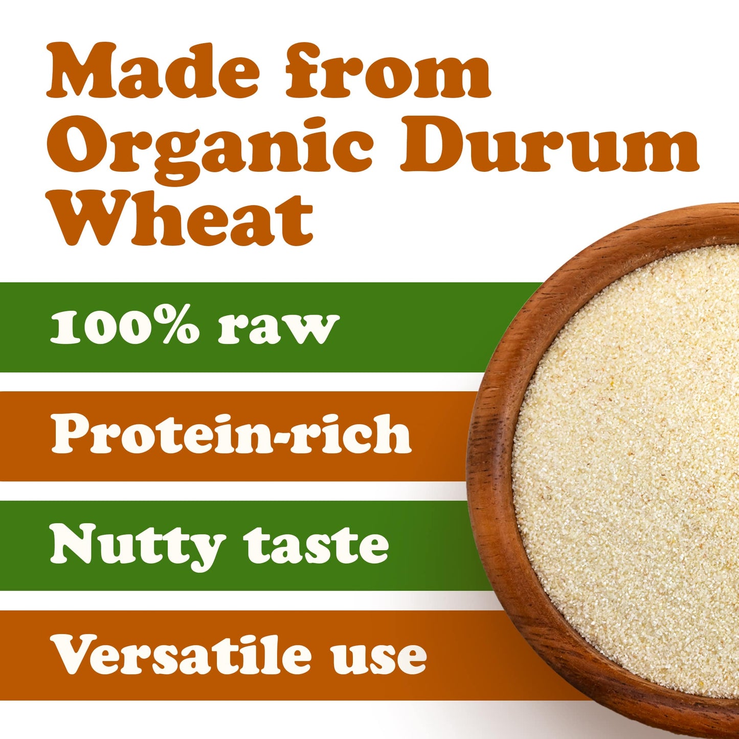 Organic Italian Semolina Flour — 100% Premium Durum Wheat, Perfect for Pasta, Bread, and Pizza Dough - Non-GMO, All-Natural - Ideal for Authentic Italian Recipes. Kosher