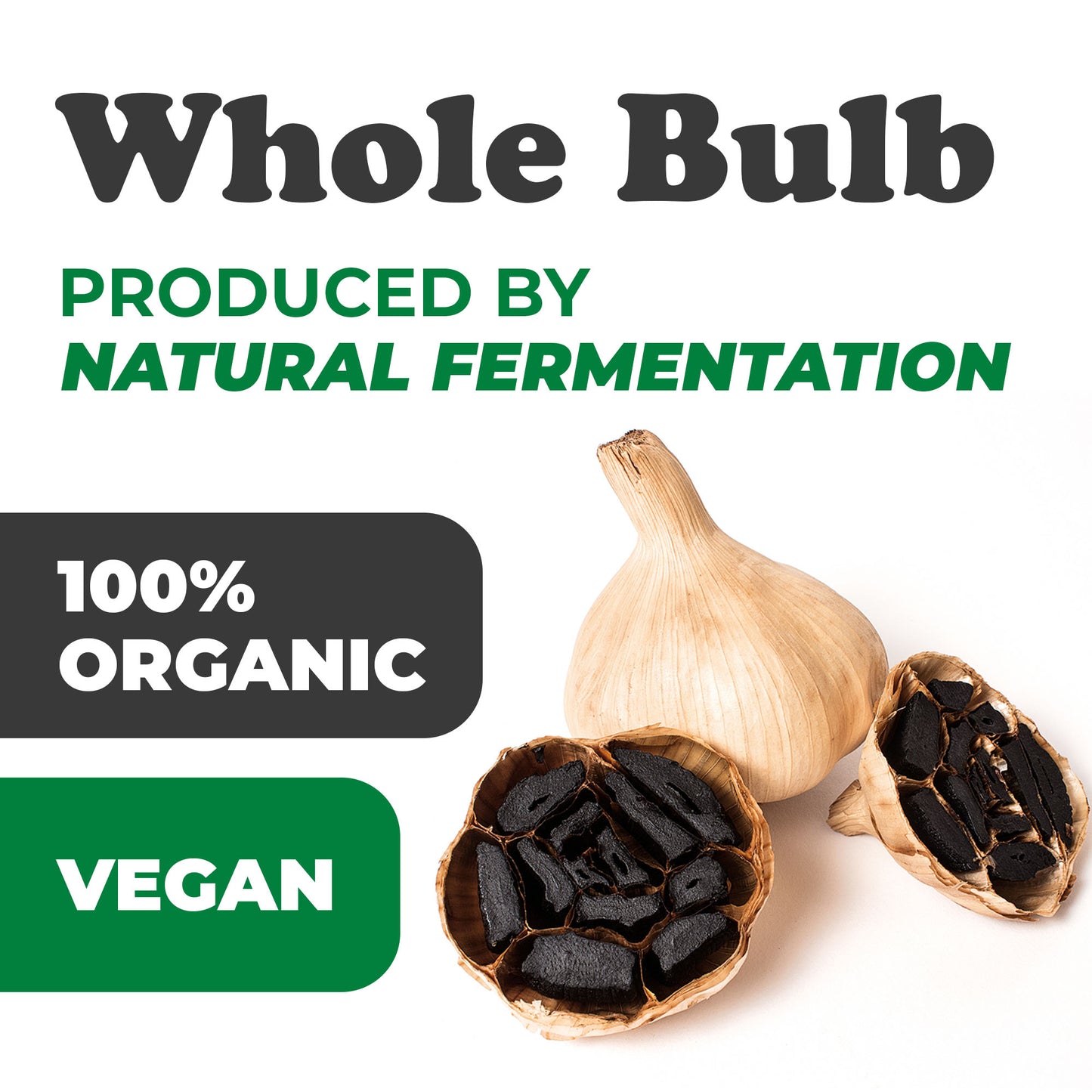 Organic Black Garlic, 30 g - Whole Bulb Produced by Natural Fermentation - by Food to Live