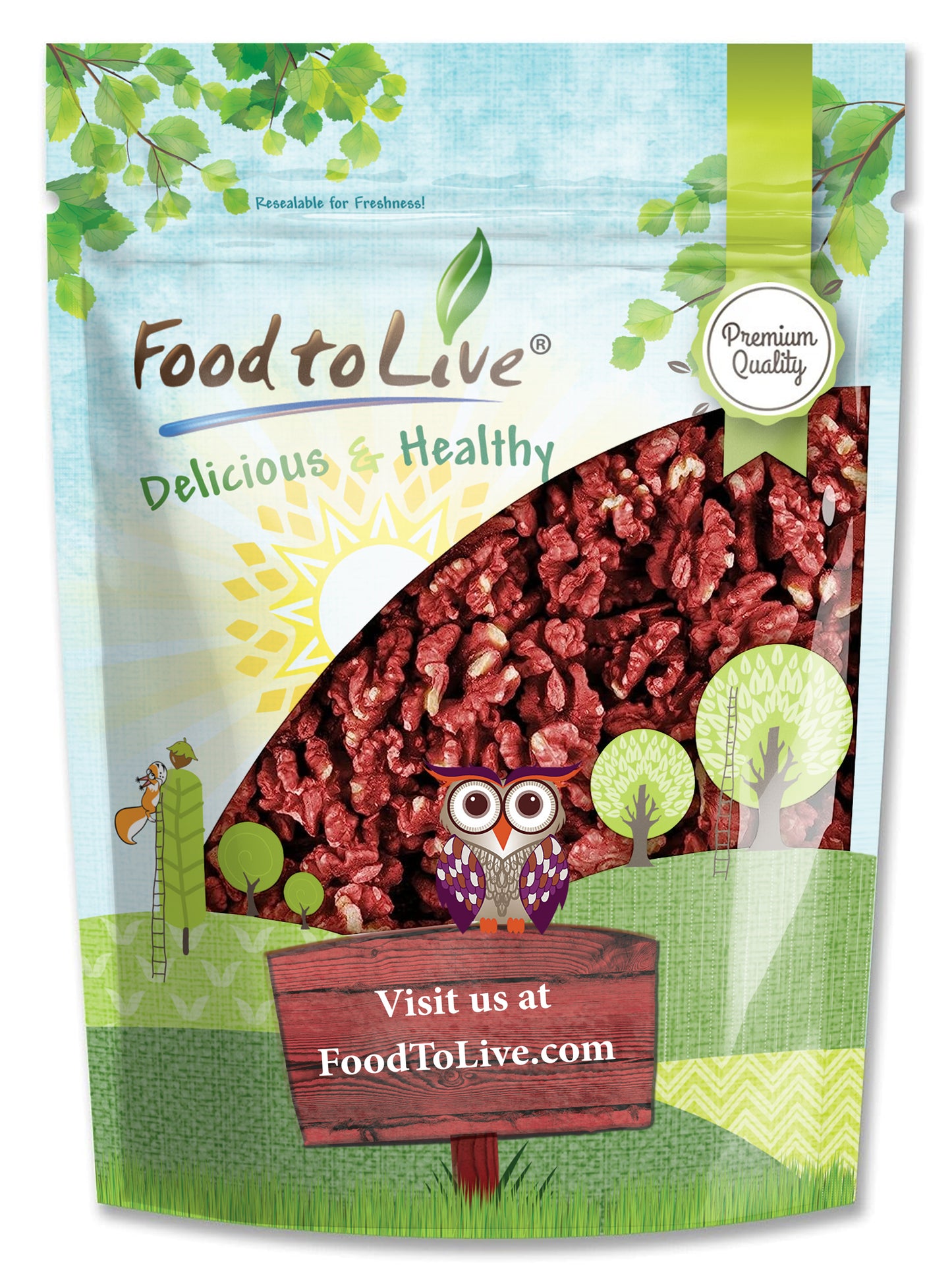 California Red Walnuts — Non-GMO Verified, Raw, No Shell, Kosher, Unsalted, Natural, Sirtfood, Bulk - by Food to Live