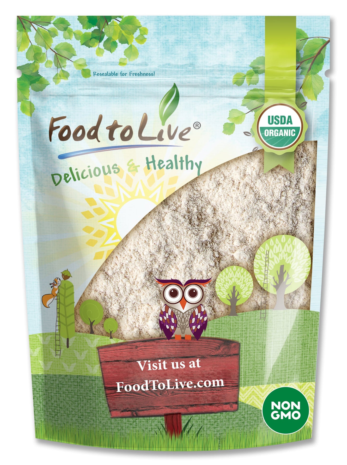 Organic Amaranth Flour - Non-GMO, Fine Ground from Whole Grains, Vegan Meal, Kosher, Bulk Powder, High in Dietary Fiber - by Food to Live