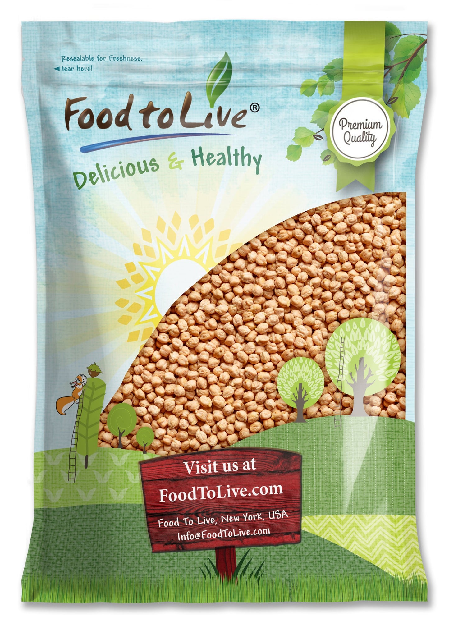 Garbanzo Beans — Whole Dried Raw Chickpeas, Kosher, Vegan, Bulk, Sproutable, Low Sodium. Great for Hummus, Salads, Stews - by Food to Live