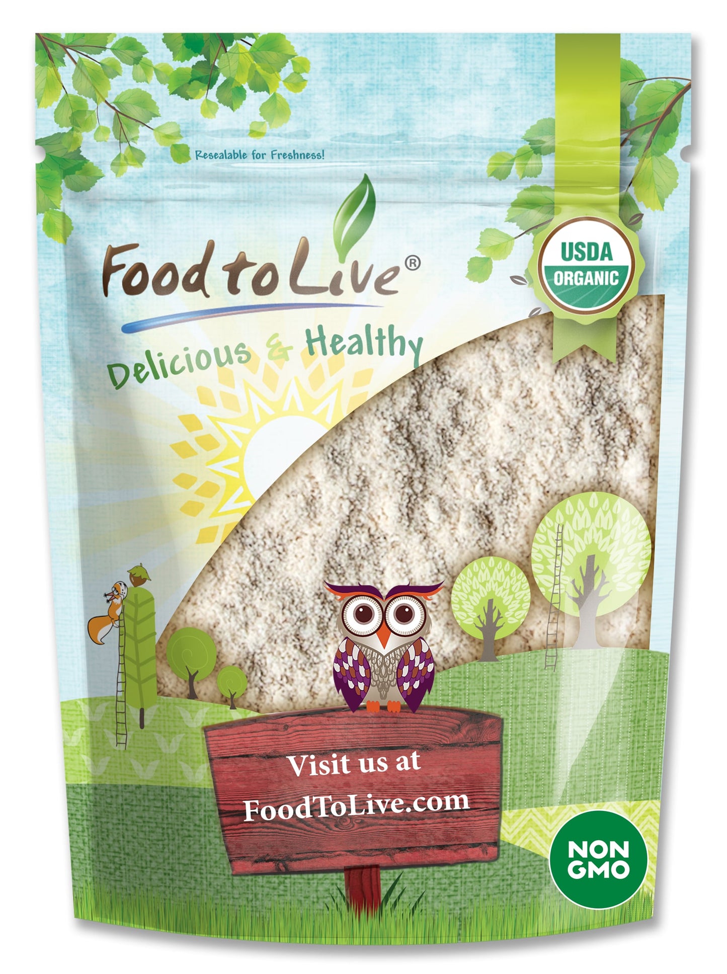 Organic Amaranth Flour - Non-GMO, Fine Ground from Whole Grains, Vegan Meal, Kosher, Bulk Powder, High in Dietary Fiber - by Food to Live