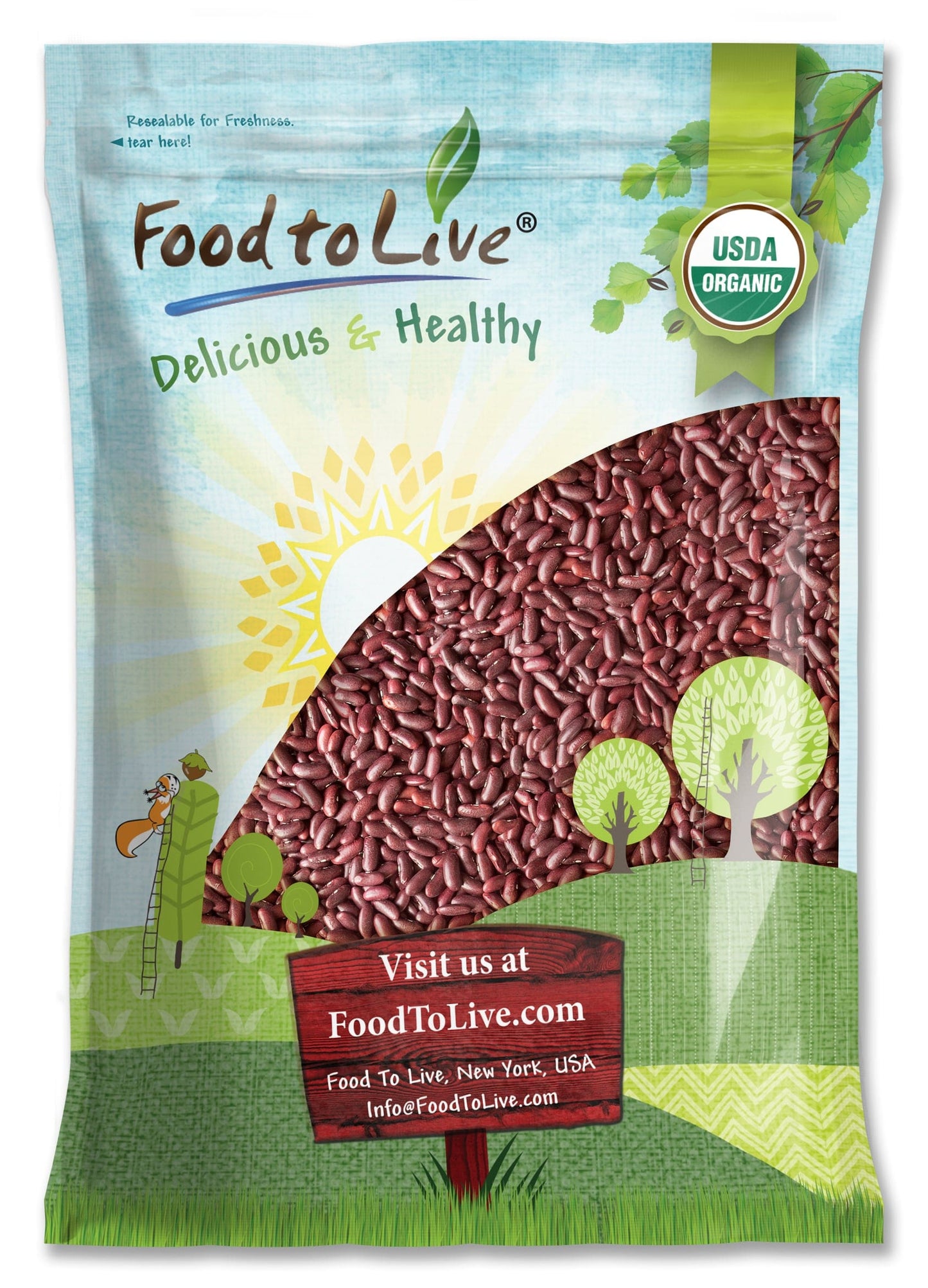 Organic Red Kidney Beans - Non-GMO, Dry, Raw, Sproutable, Vegan, Kosher, Bulk - by Food to Live