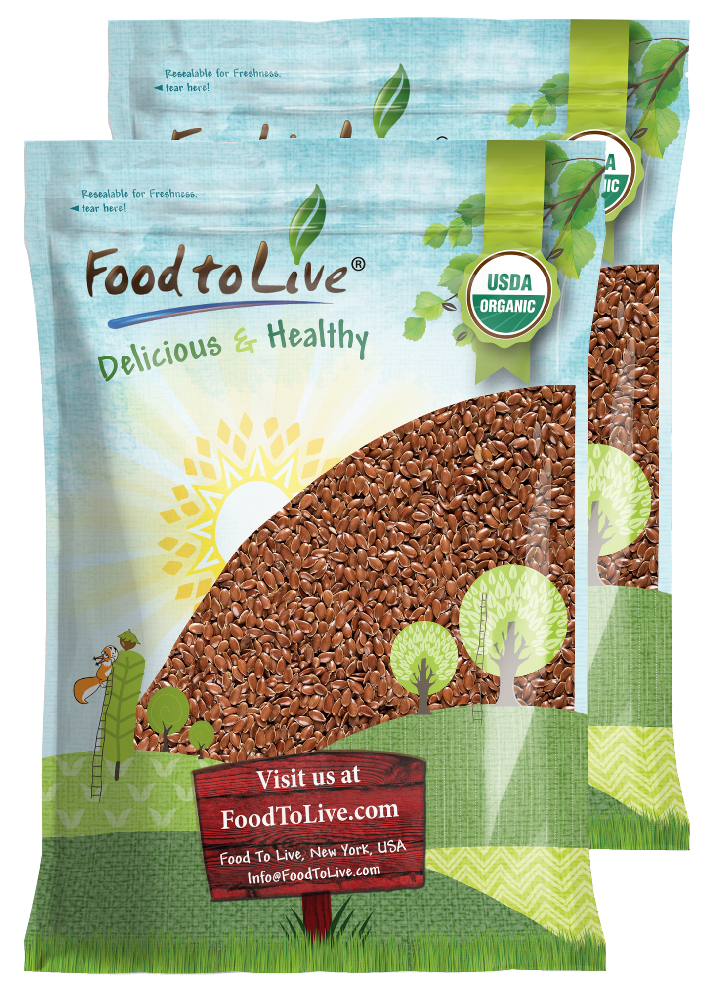Organic Roasted Whole Brown Flax Seeds – Vegan, Kosher, Bulk – by Food to Live