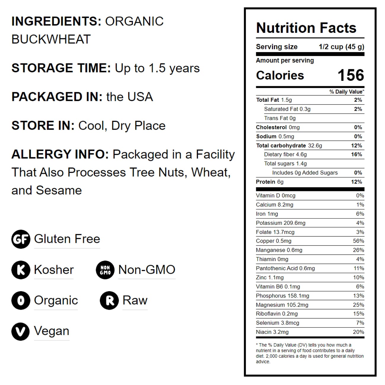 Gluten Free Organic Hulled Raw Buckwheat Groats — Hulled Raw Non-GMO Whole Grain. Quick-Cooking.