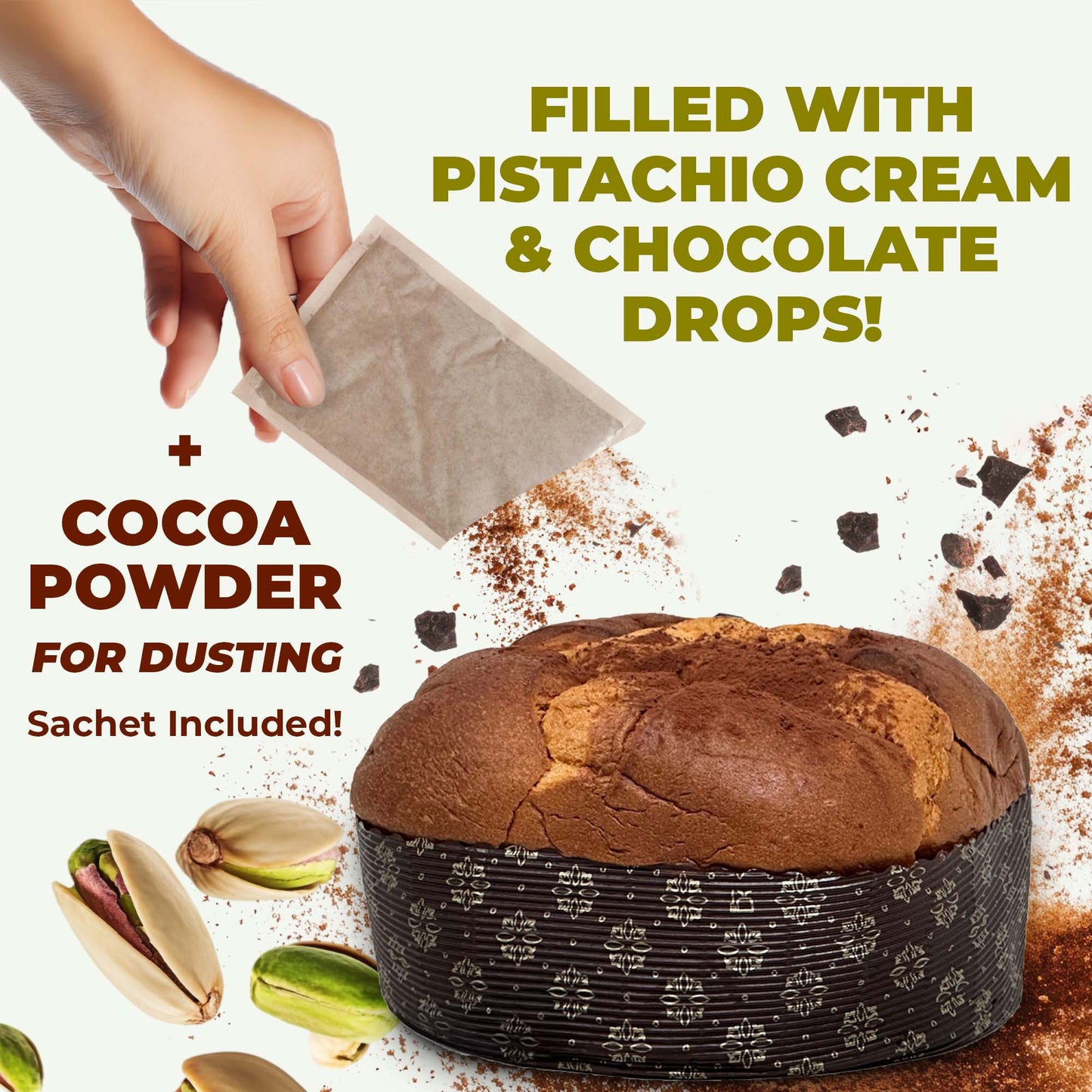 Vergani Pistachio and Chocolate Panettone - 750 g (1.65 lb)