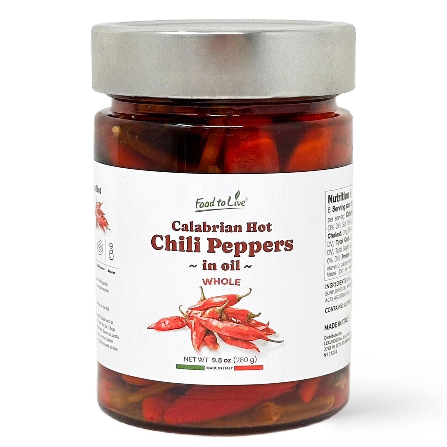 Whole Long Calabrian Hot Chili Peppers in Oil, 280 g - Spicy and Savory