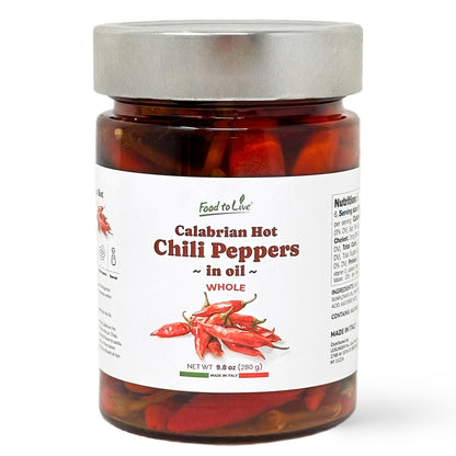 Whole Long Calabrian Hot Chili Peppers in Oil, 280 g - Spicy and Savory