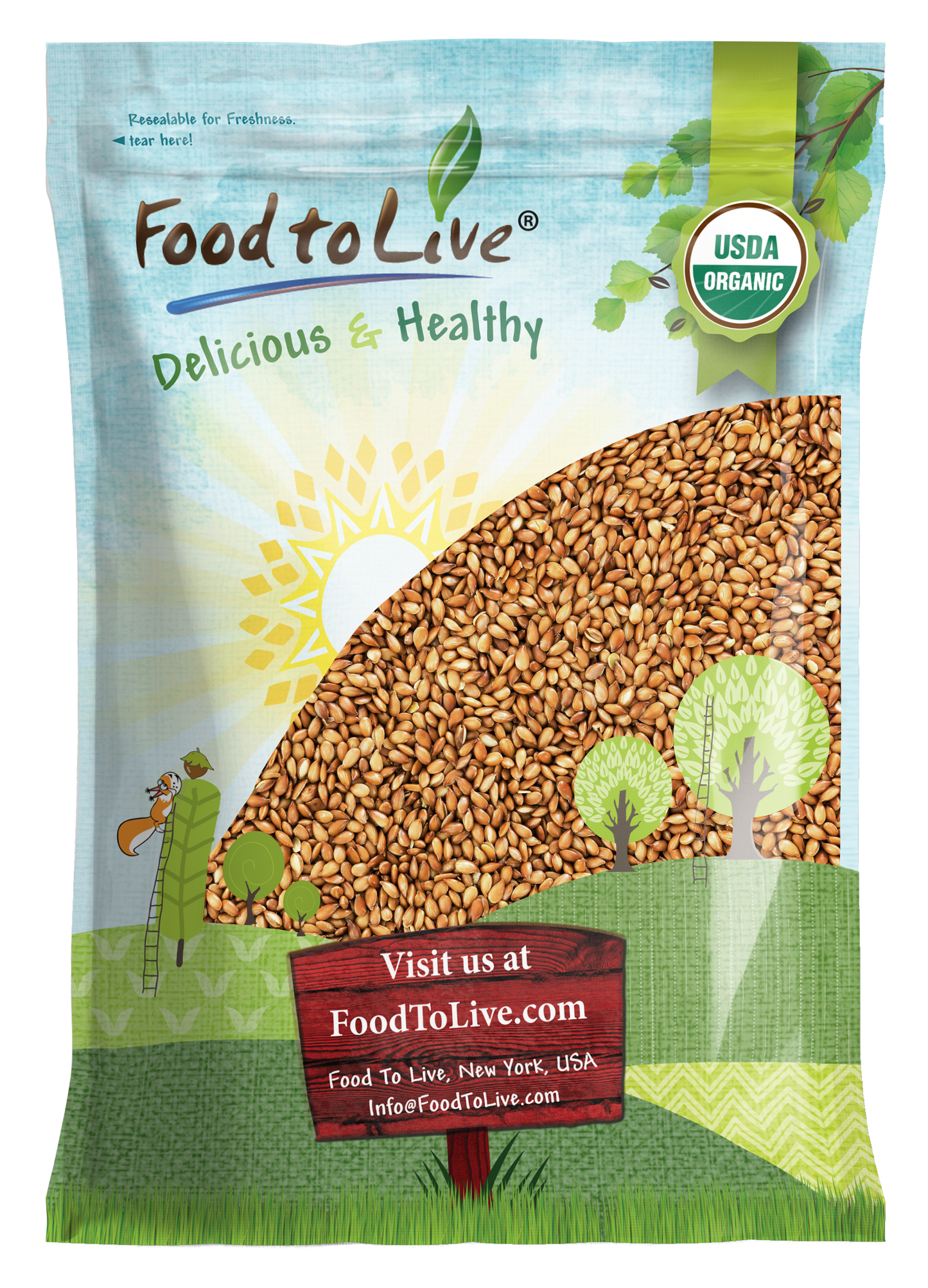 Organic Roasted Whole Golden Flax Seeds – Vegan, Kosher - by Food to Live
