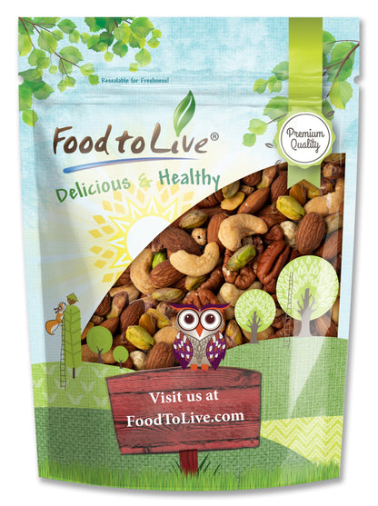 Four Nuts Mix, Dry Roasted & Lightly Salted – A Blend of Oven Roasted Nuts with Himalayan Salt Almonds, Cashews, Pecans, Pistachios, Vegan Snack, No Oil Added, Bulk