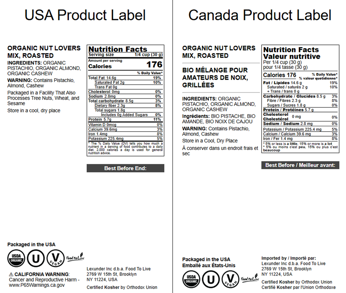 Organic Nut Lovers Mix, Roasted – Vegan, Kosher, Bulk – by Food to Live