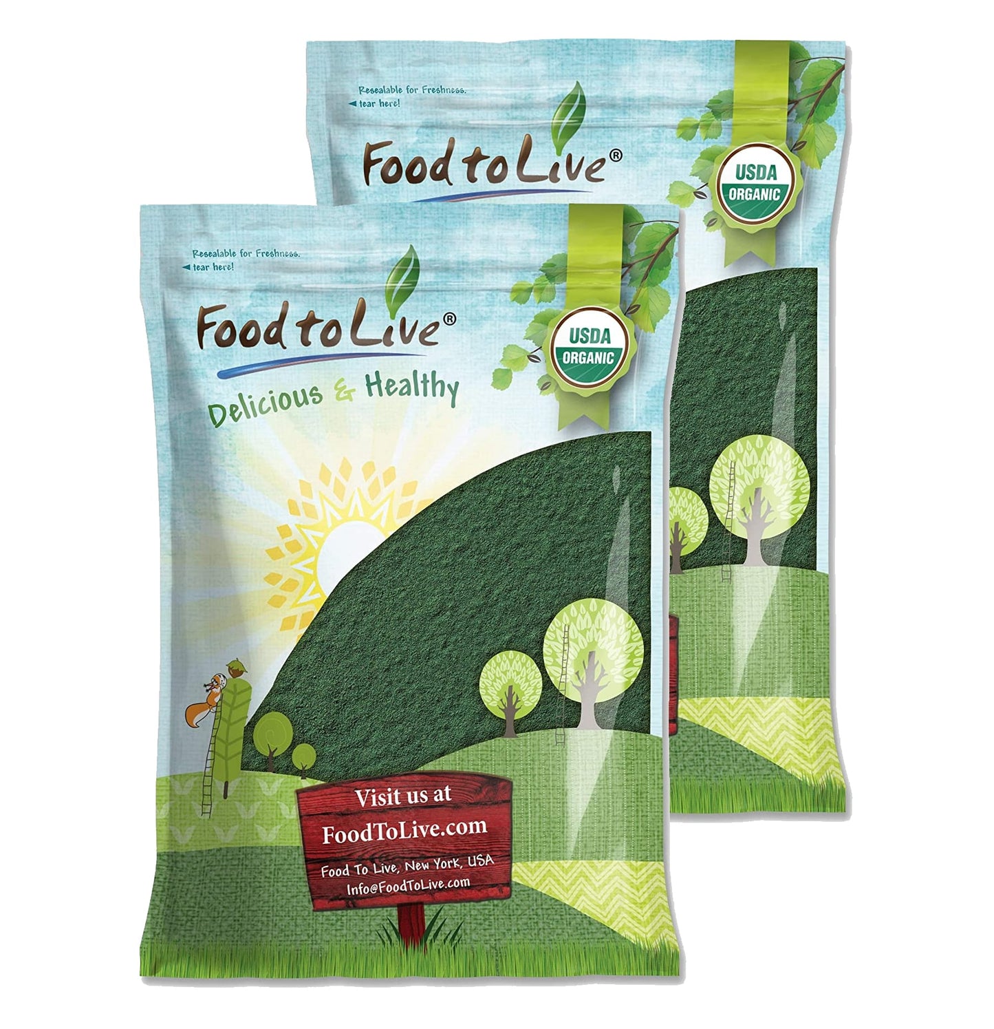 Organic Chlorella Powder — Non-GMO, Kosher, Raw Green Algae, Vegan Superfood, Bulk, Pure Vegan Green Protein - by Food to Live