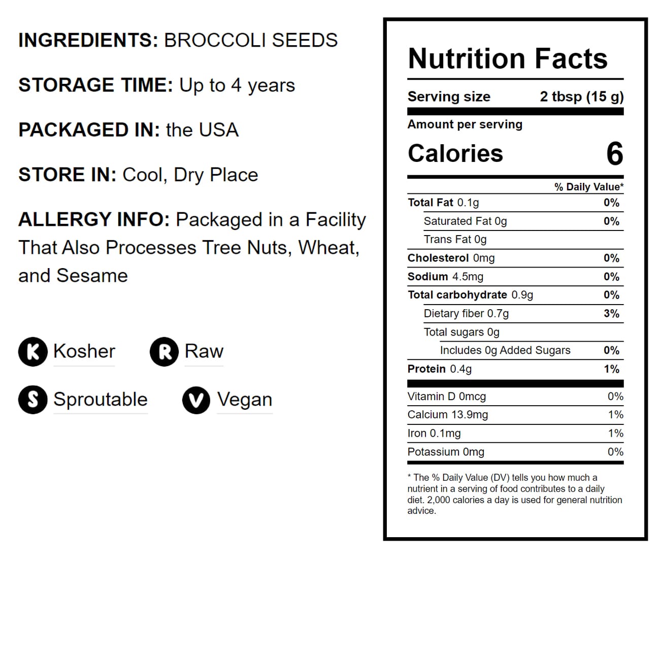 Broccoli Seeds for Sprouting - Non-GMO Verified, Kosher, Sirtfood, Bulk - by Food to Live