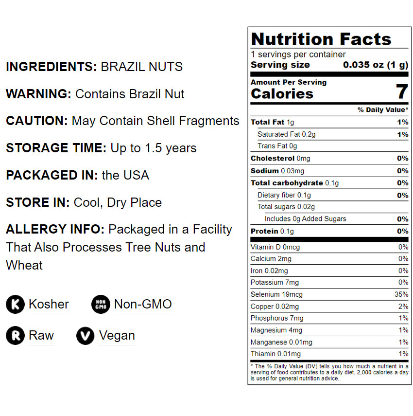 Brazil Nuts — Non-GMO Verified, Raw, Whole, No Shell, Unsalted, Kosher, Vegan, Keto, Paleo Friendly, Bulk, Good Source of Selenium, Low Sodium and Low Carb Food, Great Trail Mix Snack