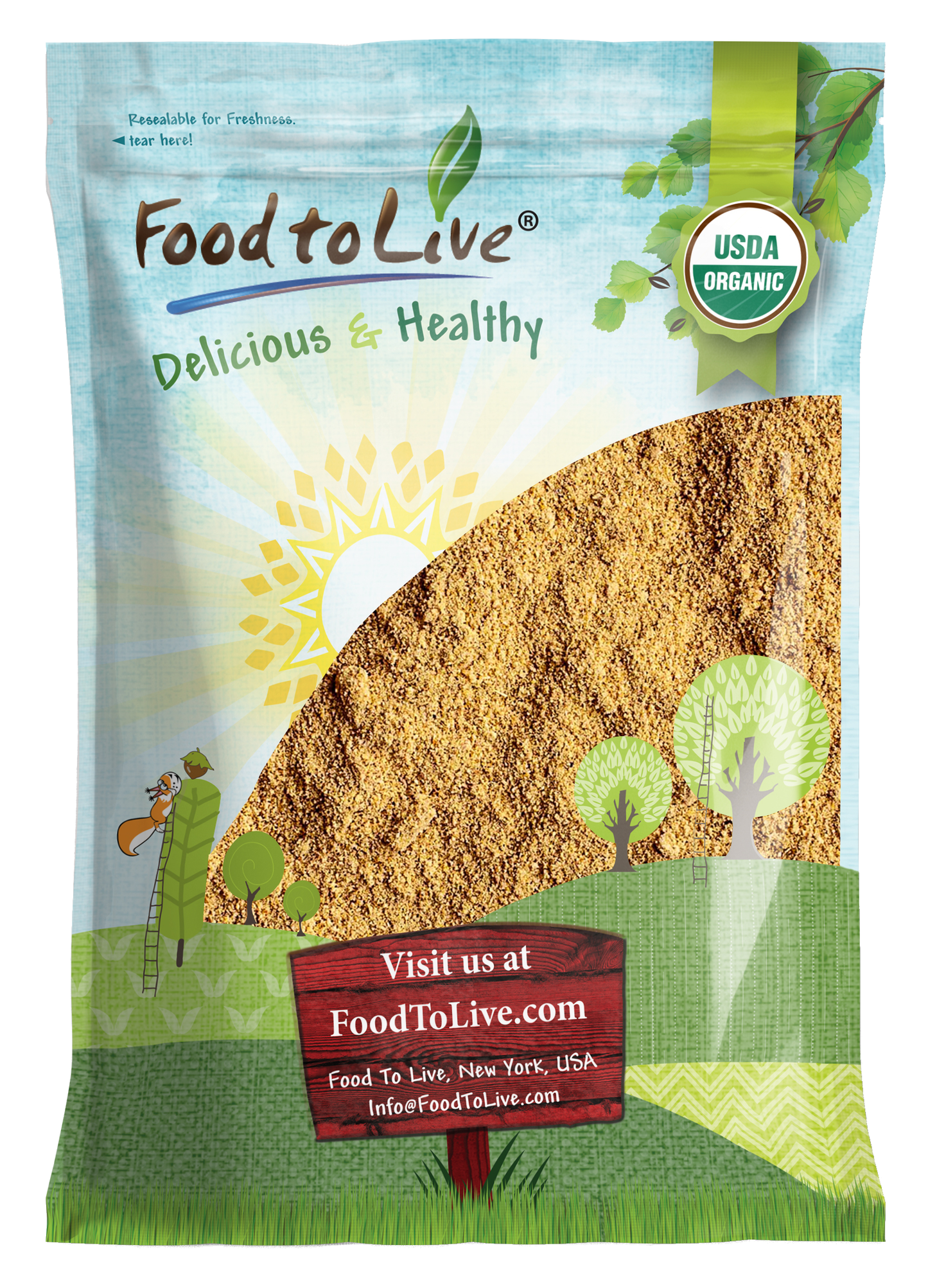 Organic Roasted Milled Golden Flax Seeds – Vegan, Kosher, Bulk – by Food to Live