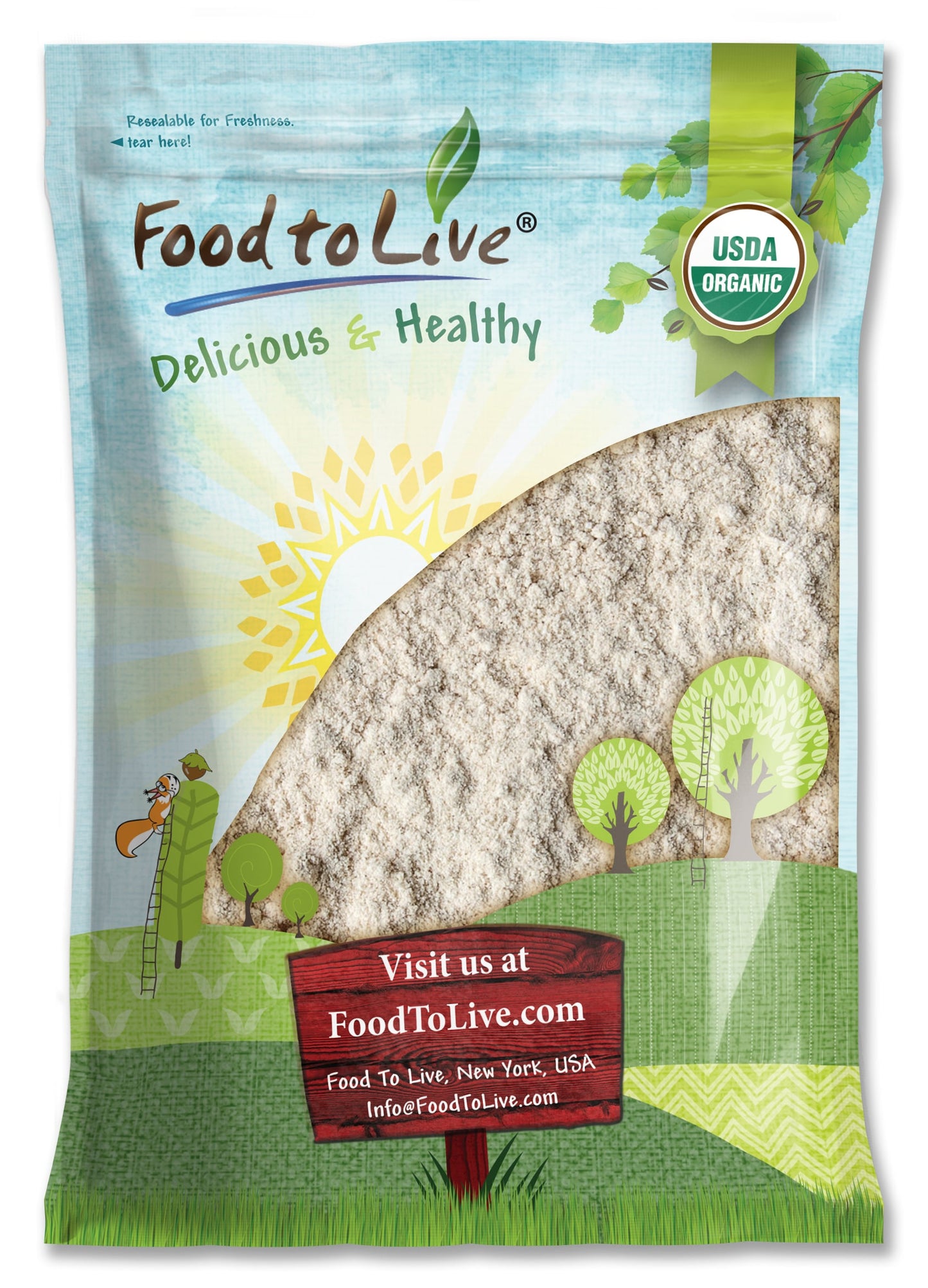 Organic Amaranth Flour - Non-GMO, Fine Ground from Whole Grains, Vegan Meal, Kosher, Bulk Powder, High in Dietary Fiber - by Food to Live