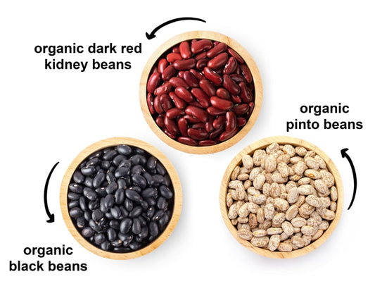 Organic Dry Beans Bundle (3 pack) of Dark Red Kidney Beans (5 LB), Pinto Beans (5 LB) and Black Beans (5 LB)