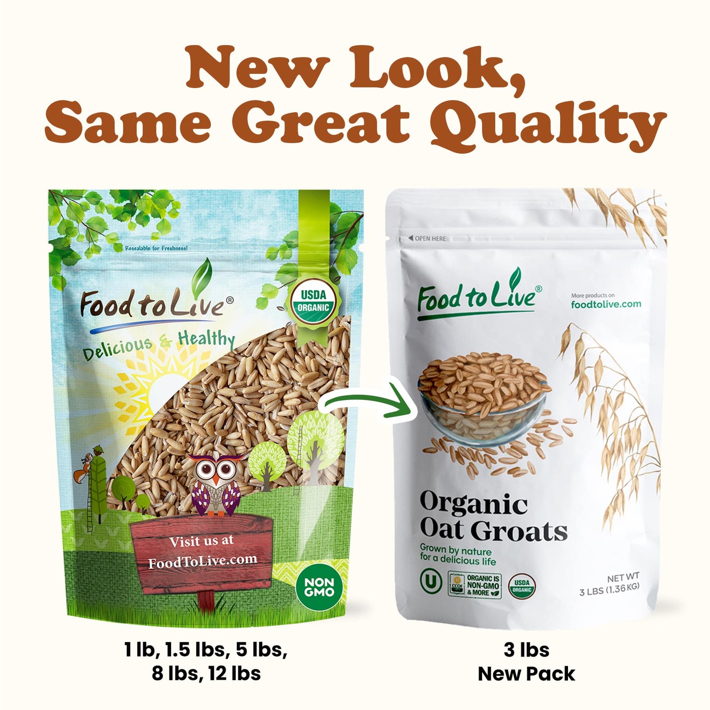 Organic Oat Groats — 100% Whole Grain, Non-GMO Seeds, Kosher, Raw, Non-Irradiated, Vegan, Bulk, Low Glycemic - by Food to Live