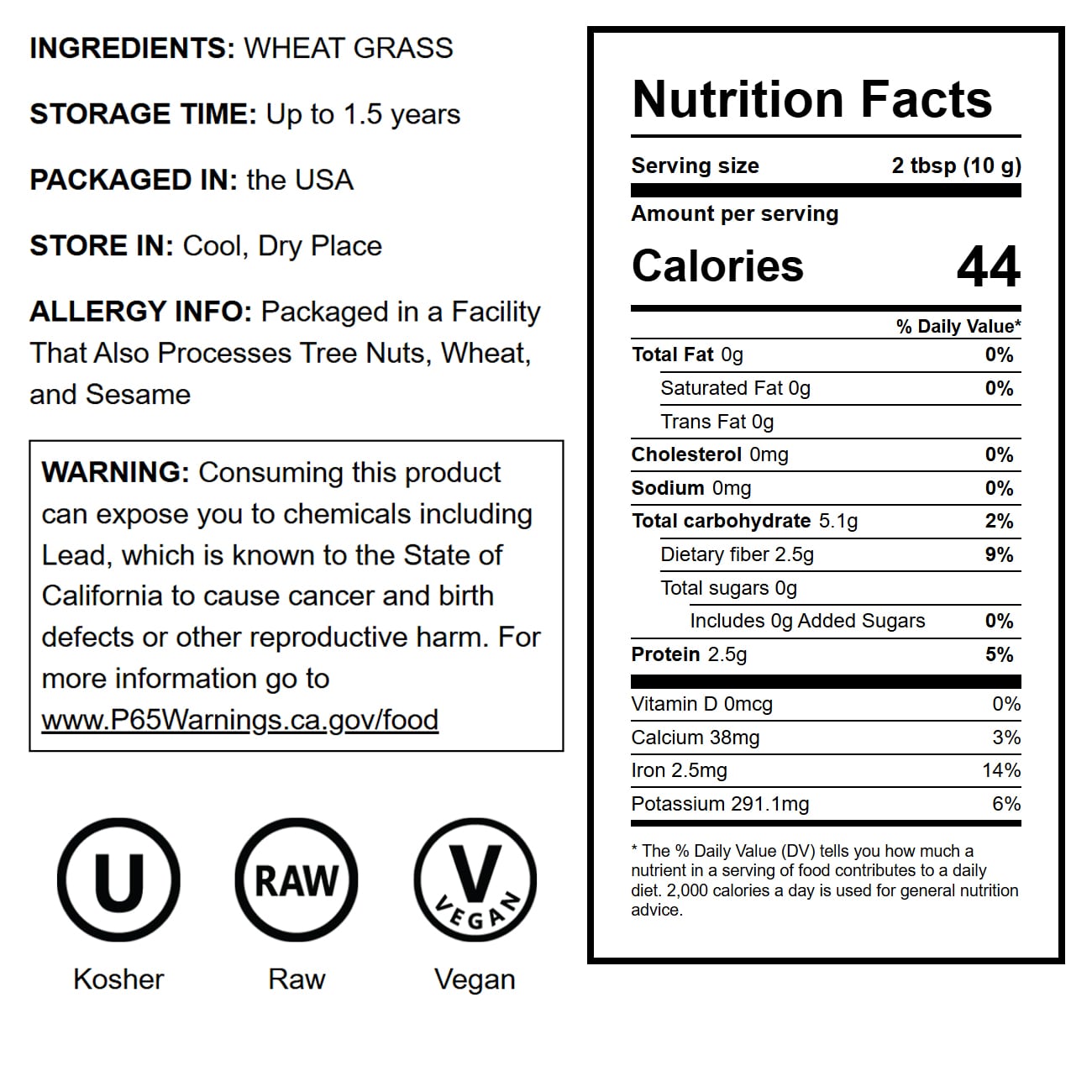 Wheatgrass Powder – Superfood, Rich in Vitamins & Nutrients, 100% Pure, Nutrient-Dense Superfood, Vegan, Raw, Kosher, Bulk