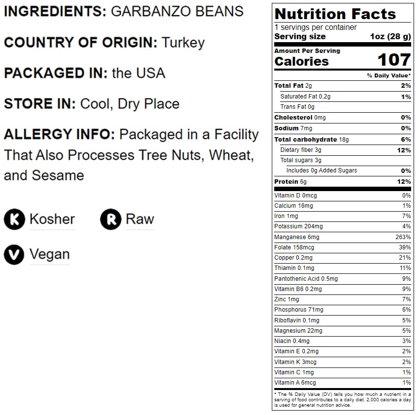 Split Garbanzo Beans — Non-GMO Verified, Vegan, Kosher, Bulk, Dried Split Desi Chickpeas, Chana Dal, Good Source of Dietary Fiber, Manganese, Folate, Copper, Thiamine - by Food to Live®