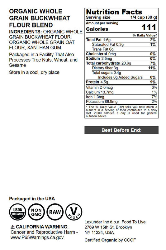 Organic Whole Grain Buckwheat Flour Blend - by Food To Live