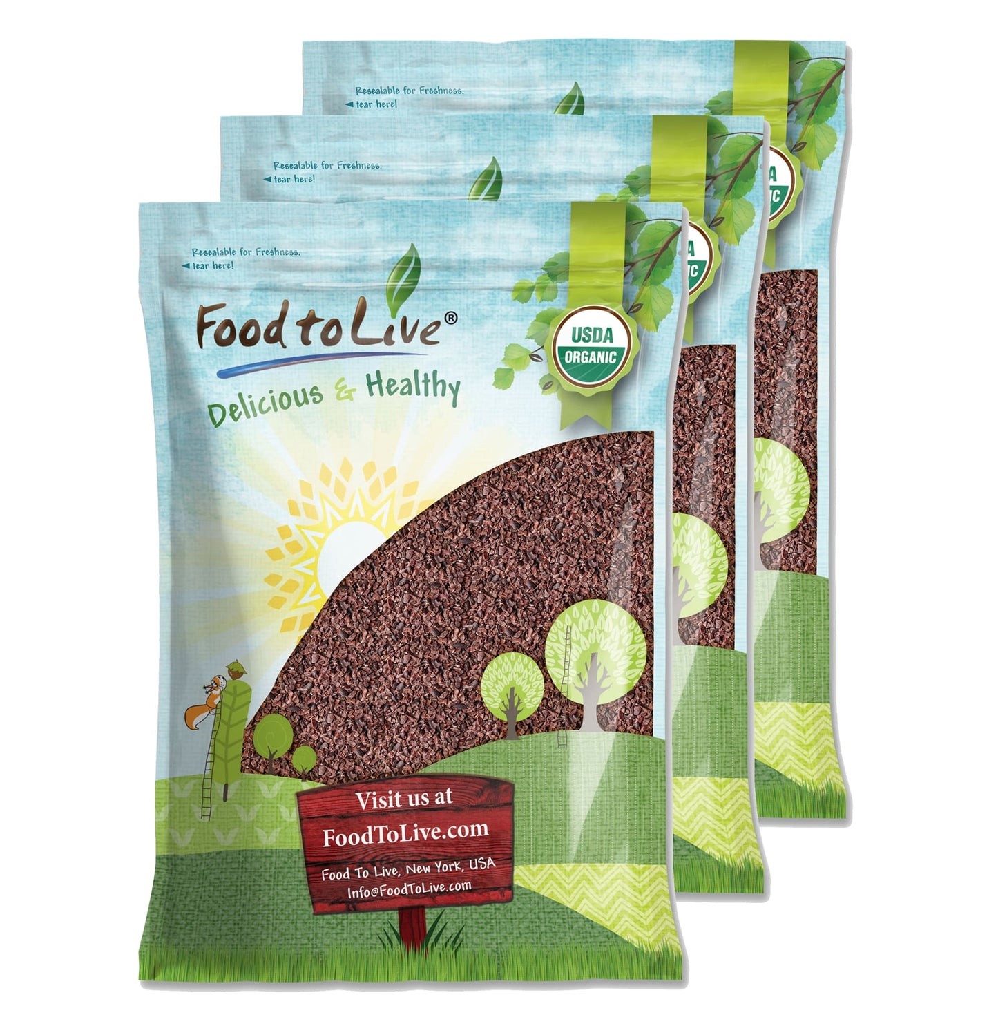 Organic Cacao Nibs - Unsweetened, Non-GMO, Kosher, Raw, Vegan, Sirtfood, Bulk - by Food to Live