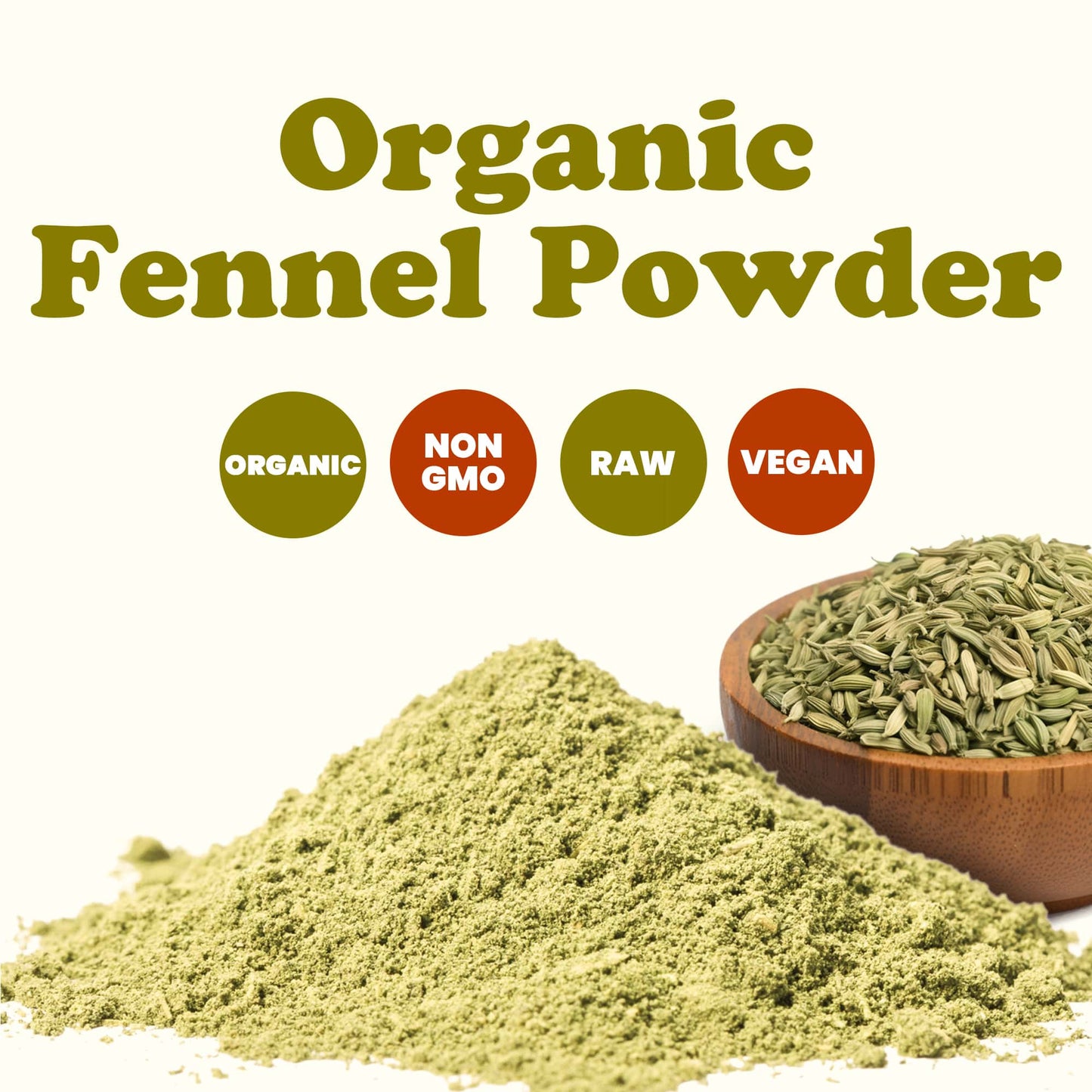 Organic Fennel Seed Powder – Aromatic & Versatile Flavor. Pure & Non-GMO. Perfect for Cooking, Baking, and Herbal Teas. Rich in Vitamins & Fiber. Ground Spices in Bulk. Kosher