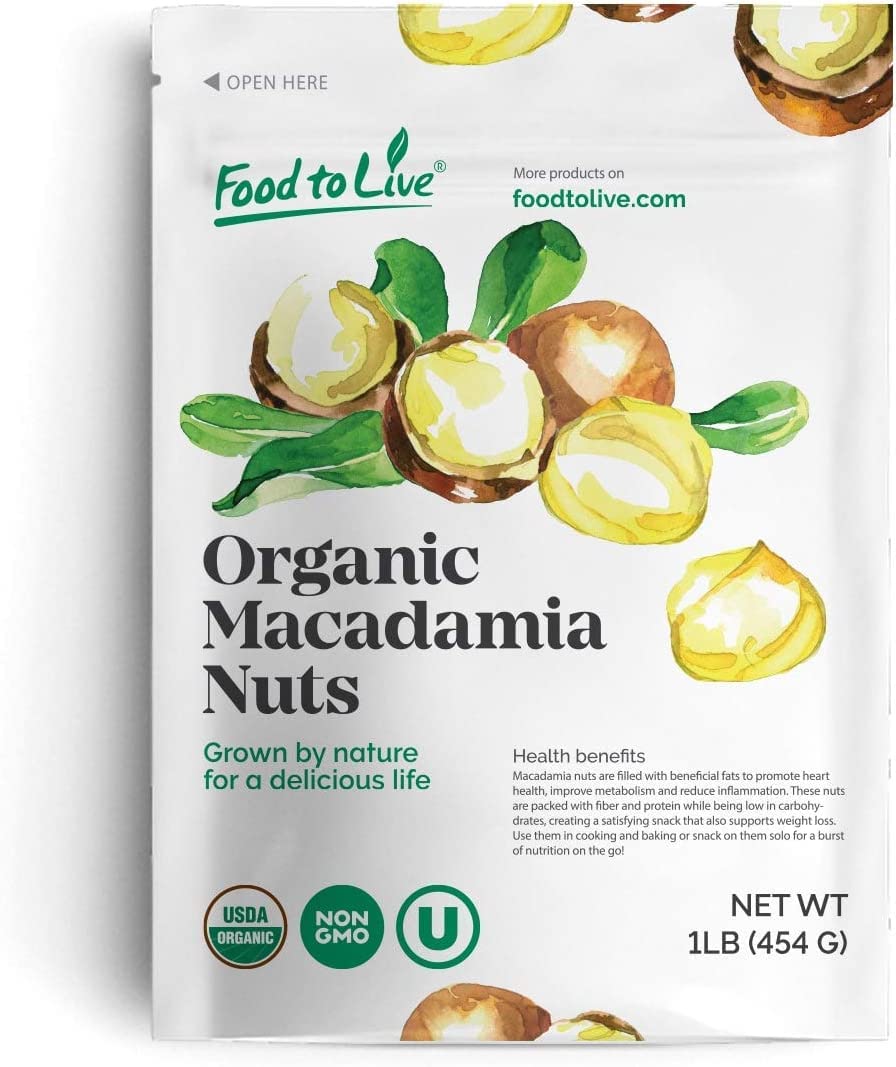 Organic Dry Roasted Whole Macadamia Nuts with Himalayan Salt – Delicious and Nutritious Snack Made from Premium Non-GMO Nuts, Perfect for Keto and Paleo Diet. Rich Butter Flavor. Kosher.