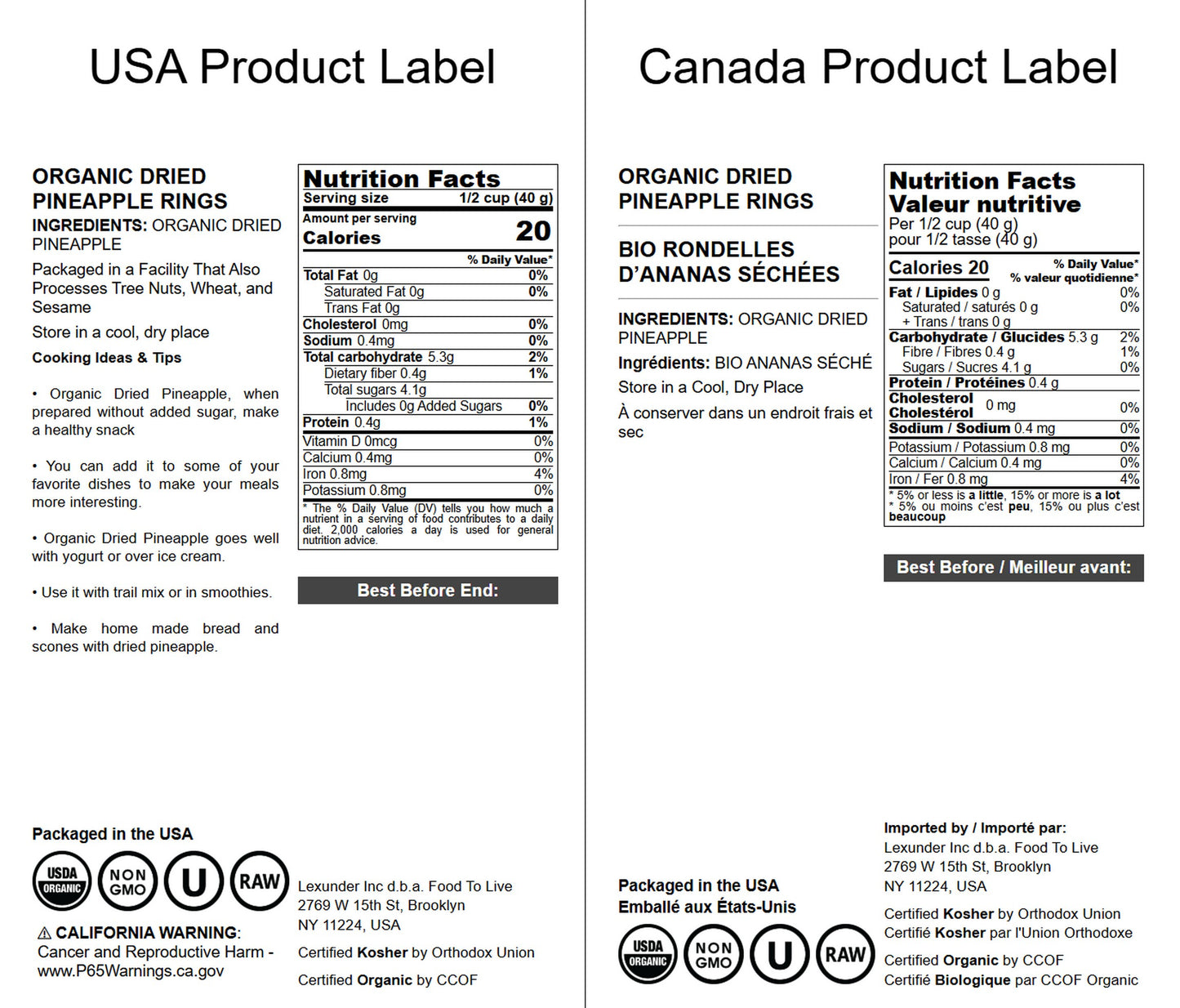 Organic Dried Pineapple Rings - by Food To Live