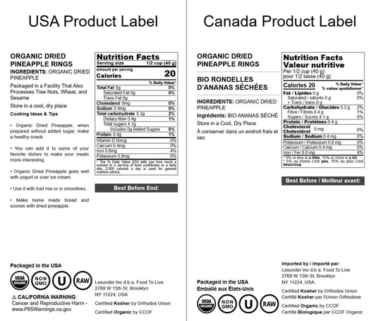 Organic Dried Pineapple Rings - Non-GMO, Flavorful Chewy Fruit Snack, Vegan, Unsulfured, No Sugar Added, Bulk, Great Addition to Desserts, Cakes, and Pies, No Sulphites, Unsweetened - by Food to Live