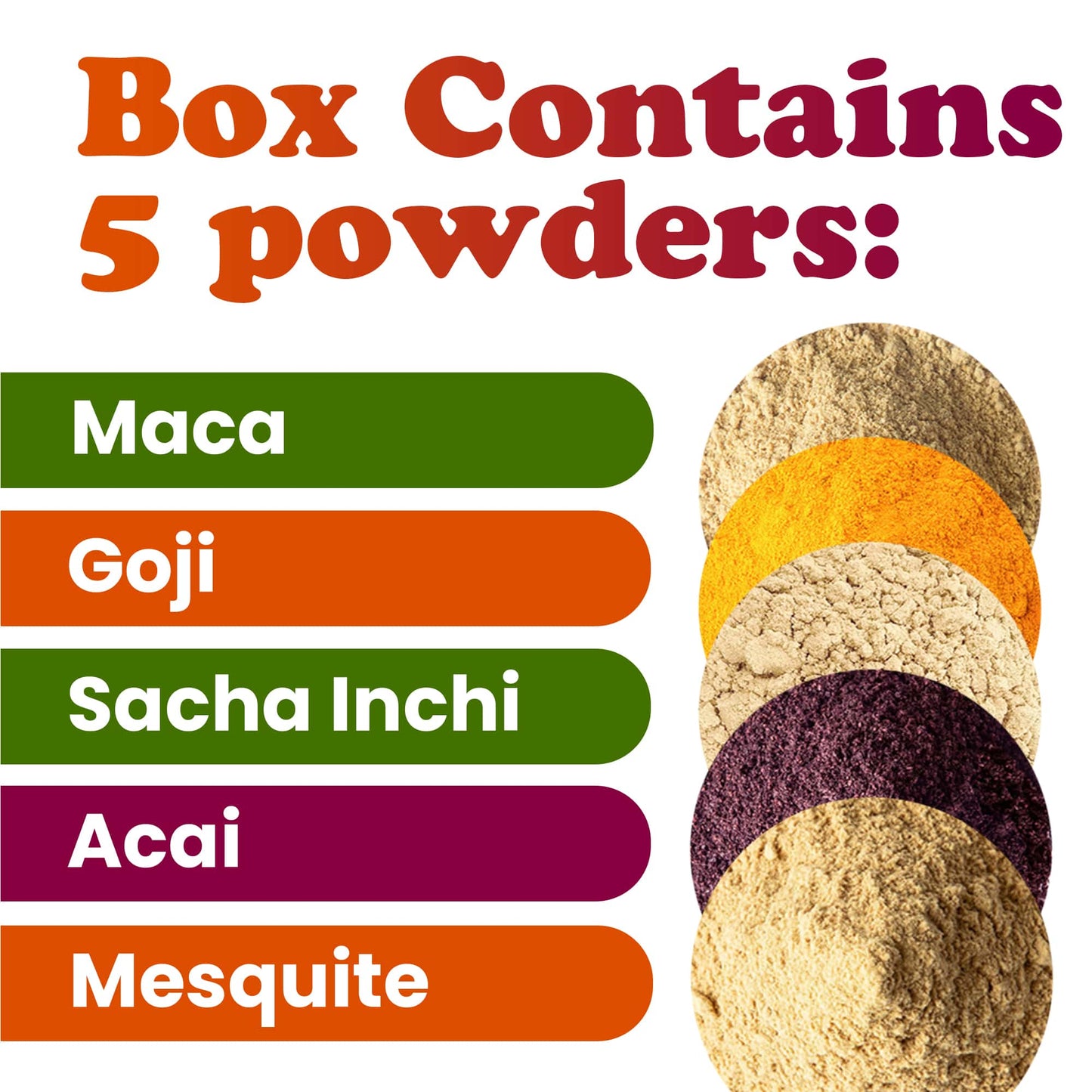 Organic Super Powders in a Gift Box - Acai Berry Powder, Goji Berry Powder, Sacha Inchi Powder, Maca Powder,Mesquite Powder-by Food to Live