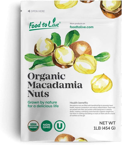 Organic Dry Roasted Whole Macadamia Nuts – Unsalted, Delicious and Nutritious Snack Made from Premium Non-GMO Nuts, Perfect for Keto and Paleo Diet. Rich Butter Flavor. Kosher, Vegan.