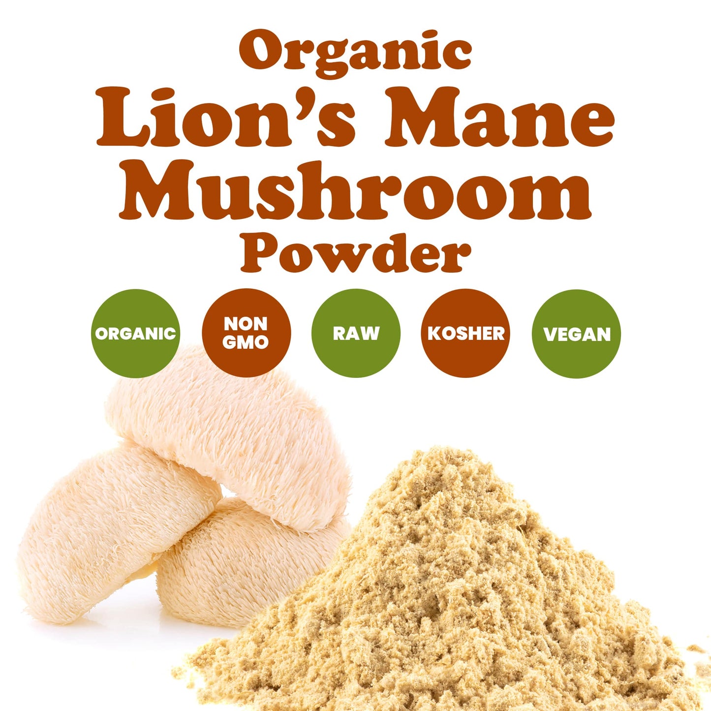 Organic Lion's Mane Mushroom Powder – Elevate Your Brain Wellness with Premium, Non-GMO, Natural, and Vegan Superfood to better Focus, Memory, Clarity, Mood