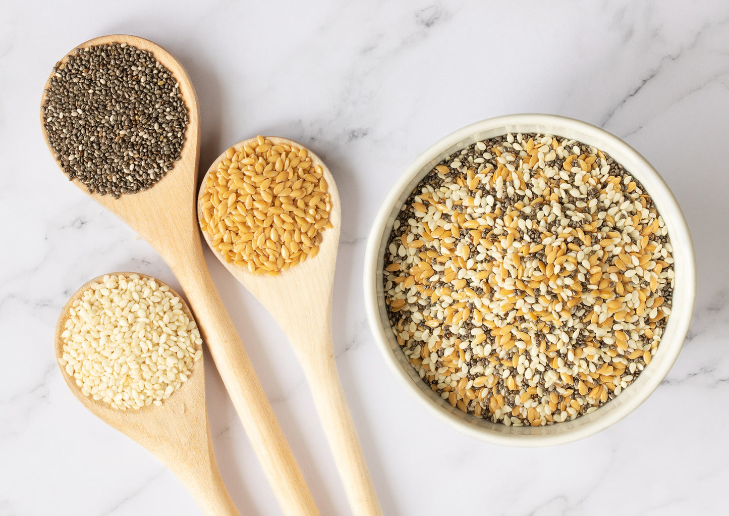 Organic Omega-3 Seeds Mix with Flax, Chia and Sesame, X Pounds - A Blend of Non-GMO Whole Seeds, Raw, Kosher, Vegan, Bulk. Rich in Omega 3 Fatty Acids and Dietary Fiber. Great for Salads and Oatmeal