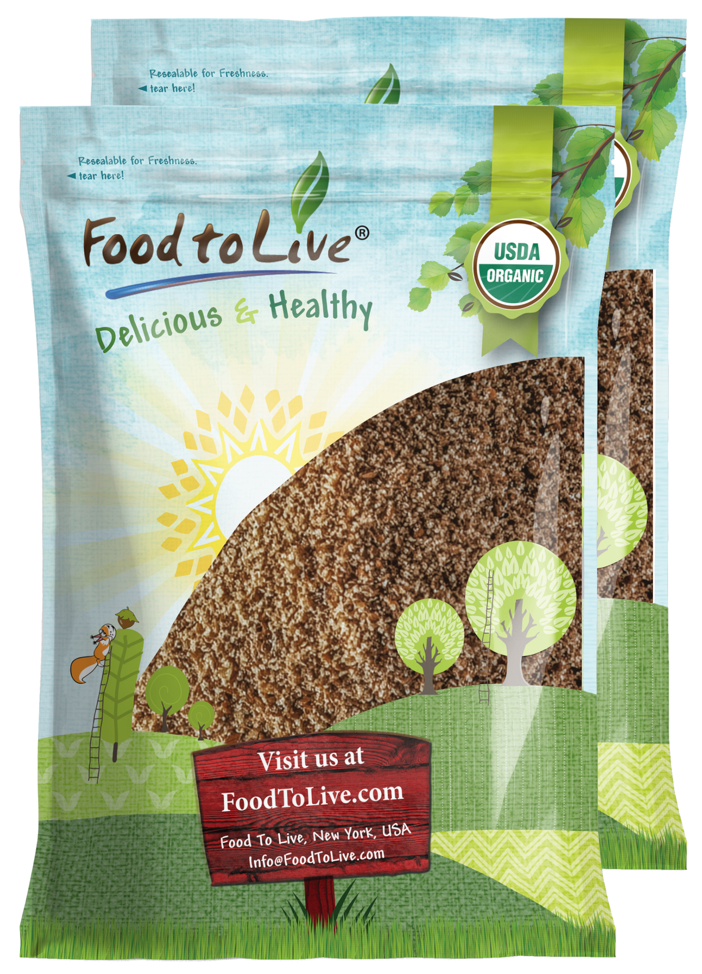 Organic Roasted Milled Brown Flax Seeds – Vegan, Kosher, Bulk – by Food to Live