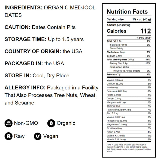 Organic California Medjool Dates – Soft & Juicy Nature's Candy. Non-GMO Whole Dry Fancy Dates with Pits. Perfect Snack. Unsweetened, Unsulphured. Vegan, Kosher, Fruits in Bulk