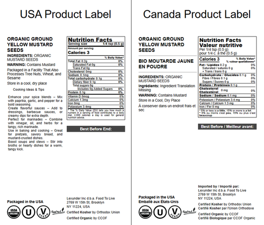 Organic Ground Yellow Mustard Seeds - by Food To Live