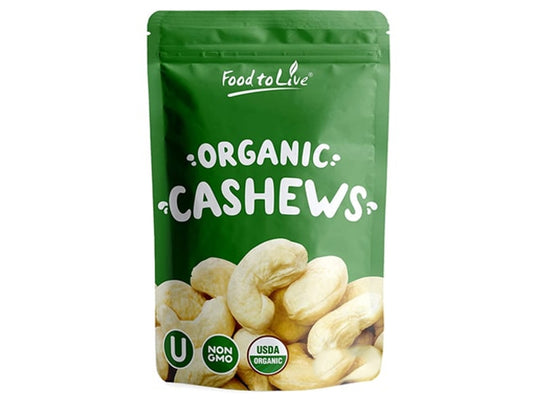 Organic Cashews - Whole, Size W-240, Unsalted, Non-GMO, Kosher, Raw, Vegan, Bulk - by Food to Live