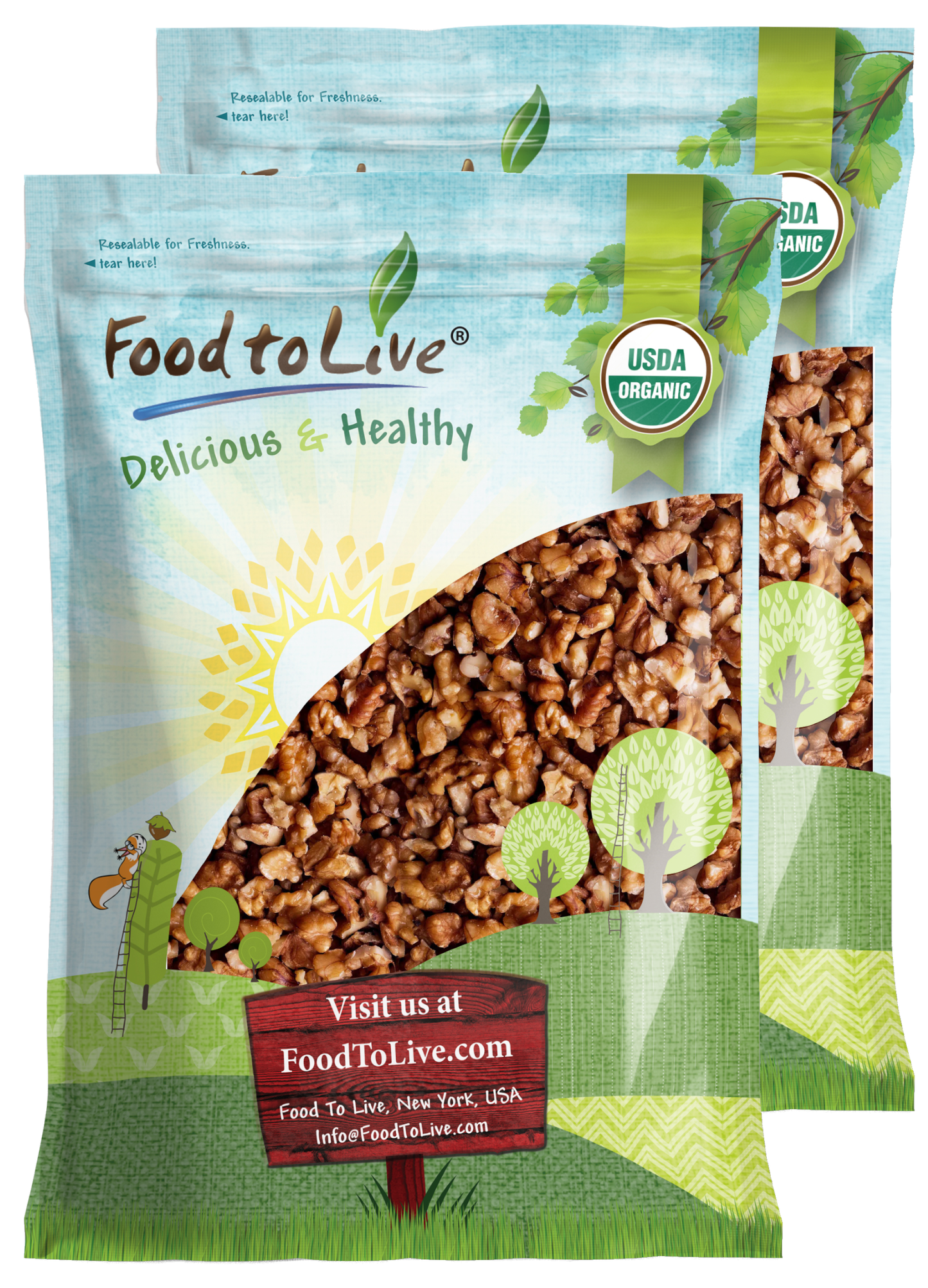 Organic Walnuts, Halves and Pieces, Roasted and Salted - by Food to Live