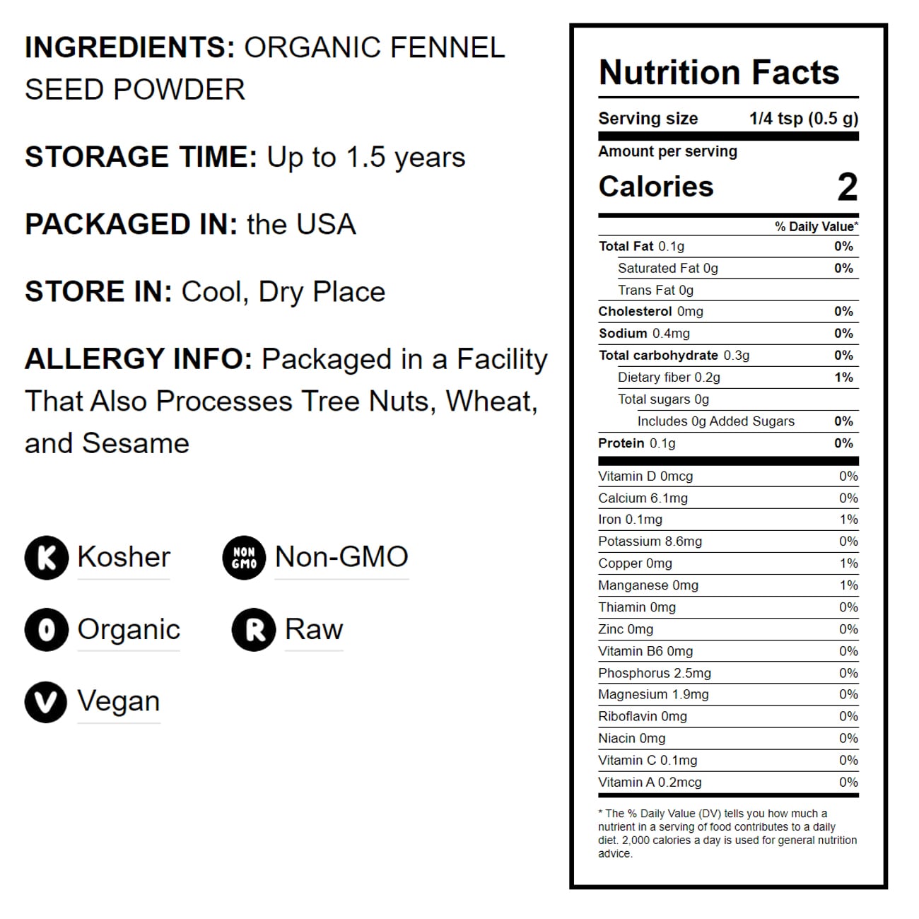 Organic Fennel Seed Powder – Aromatic & Versatile Flavor. Pure & Non-GMO. Perfect for Cooking, Baking, and Herbal Teas. Rich in Vitamins & Fiber. Ground Spices in Bulk. Kosher