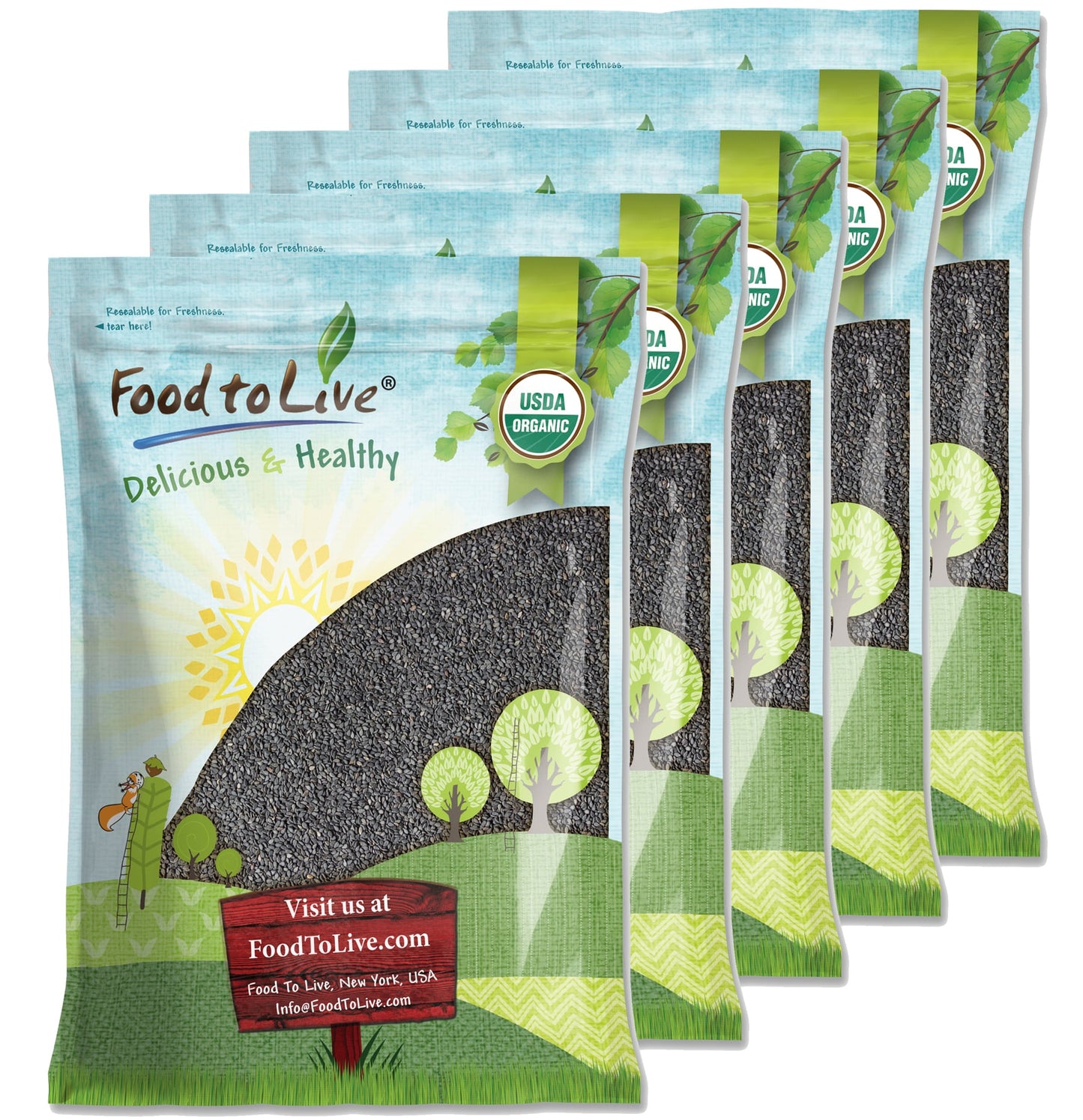 Organic Black Sesame Seeds - Raw, Unhulled, Non-GMO, Kosher, Vegan, Bulk, Kala Til - by Food to Live