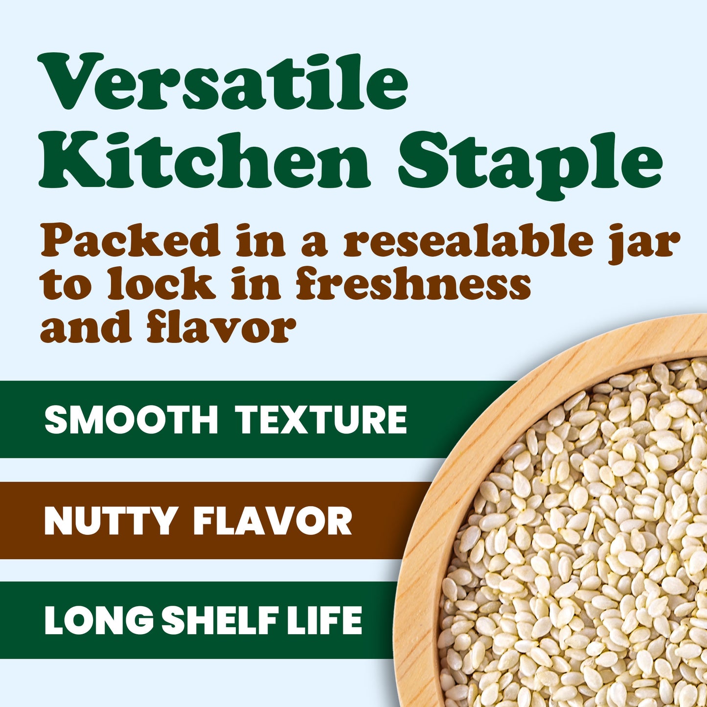 Organic Hulled Sesame Seeds – Raw in Resealable Jar, Non-GMO, Vegan, Kosher