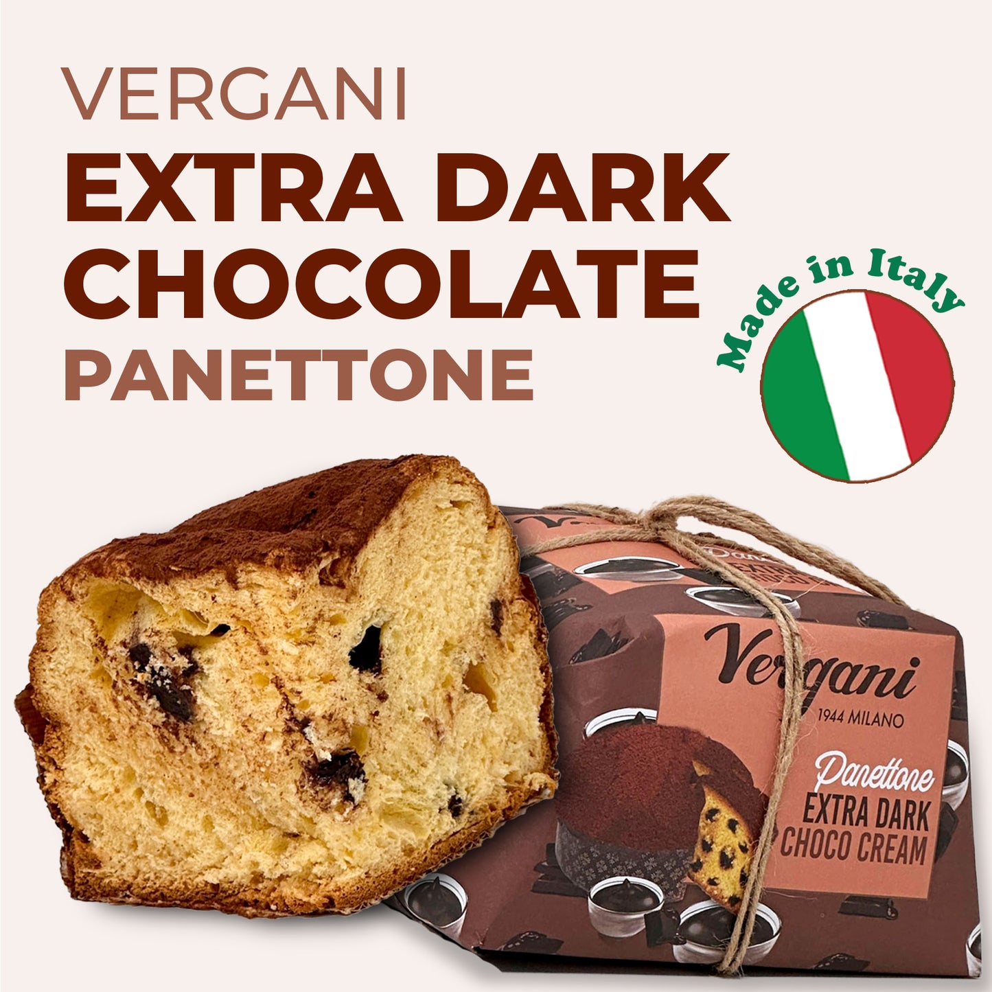 Vergani Extra Dark Chocolate Panettone - 750 g (1.65 lb)