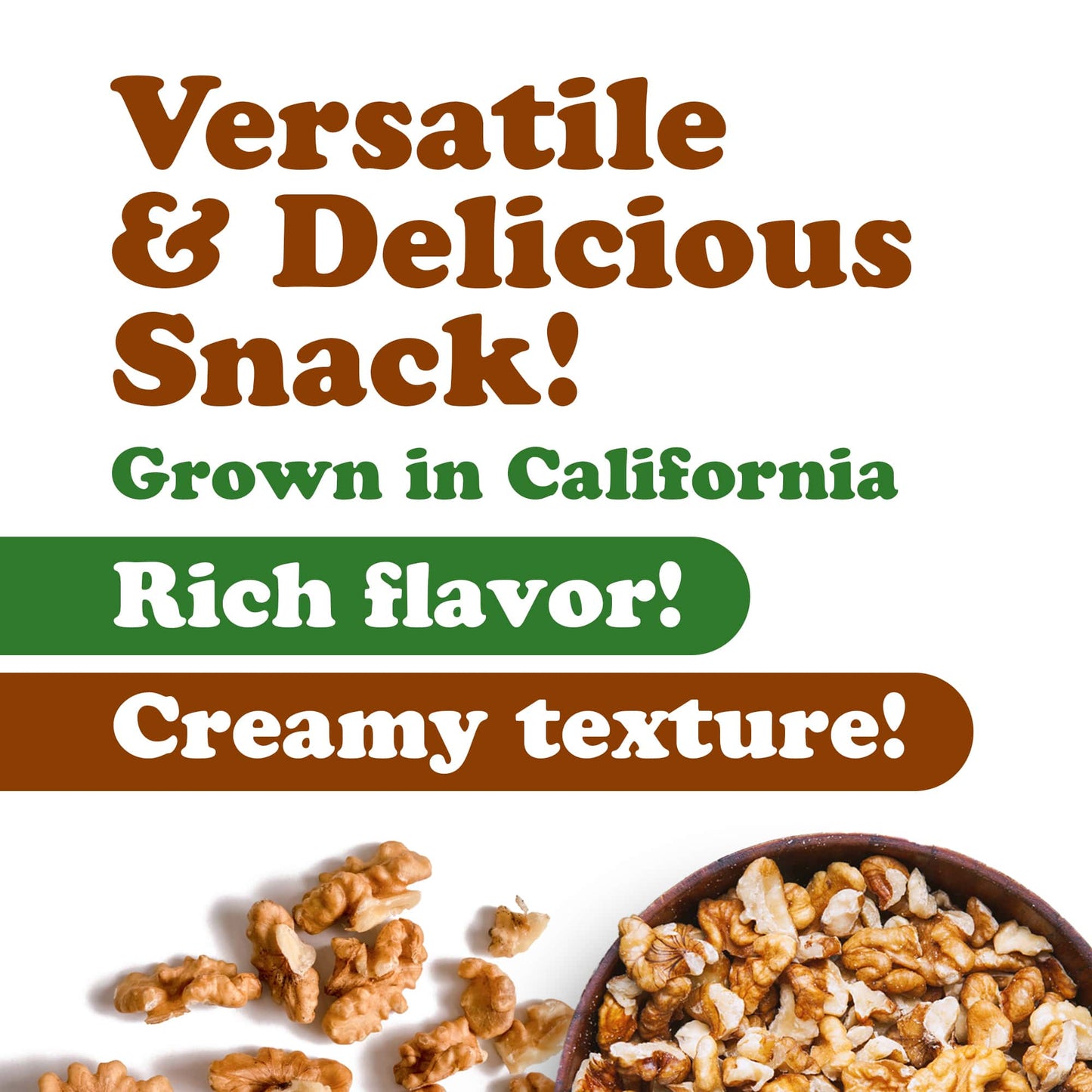 Organic Walnut Pieces – California Chandler Variety. Medium Size. Non-GMO. Rich in Omega-3, Antioxidants, Fiber. Great for Snacking, Baking and Salads. Keto, Vegan, Fresh, Raw, Kosher, Bulk