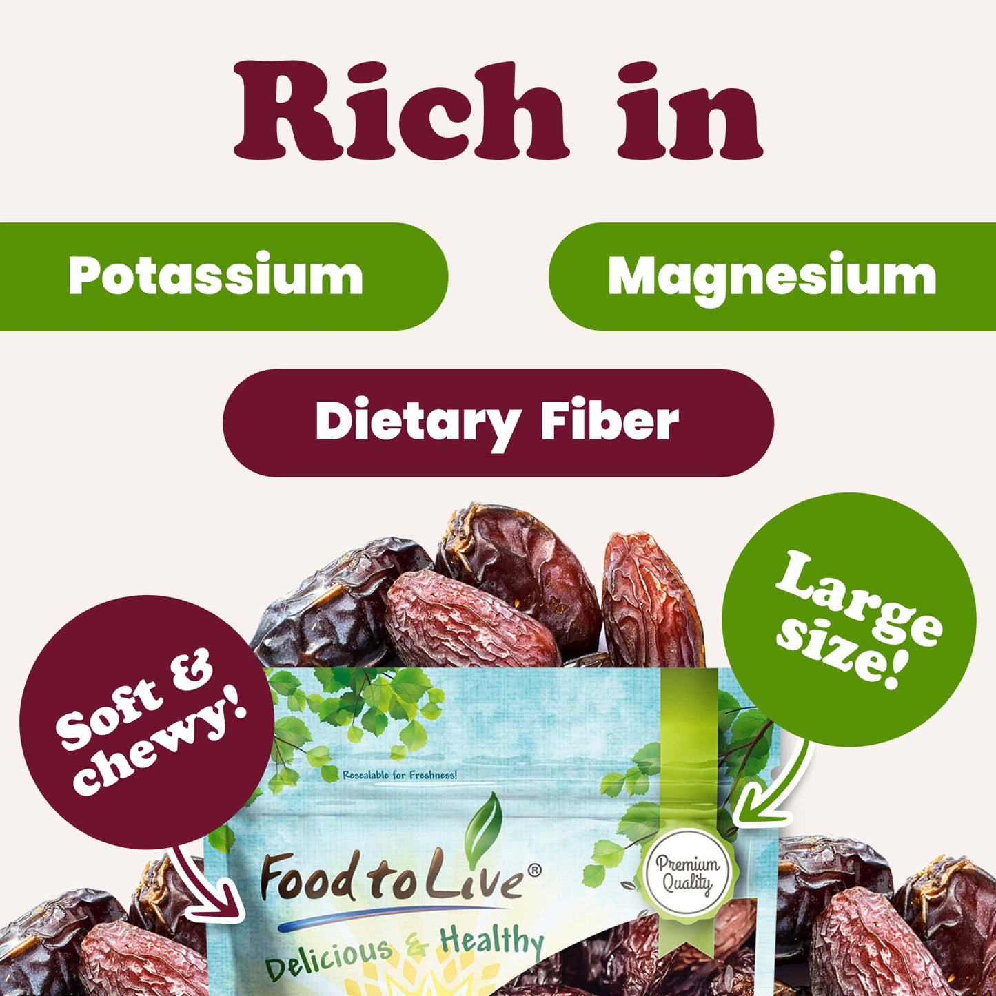 California Medjool Dates – Soft & Juicy Nature's Candy. Whole Dry Fancy Dates with Pits. Perfect Snack. Unsweetened, Unsulphured. Vegan, Kosher, Fruits in Bulk