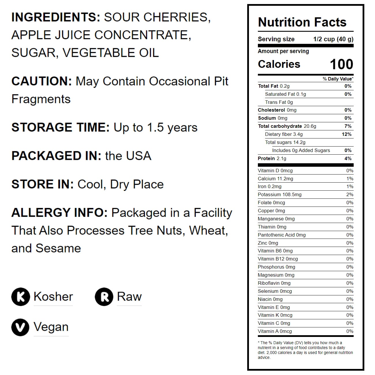 Dried Sour Cherries – Tart, Soft & Juicy Nature's Candy. Whole Fruit Snack. Lightly Sweetened and Coated with Vegetable Oil. Pitted, Unsulphured, Vegan, Bulk