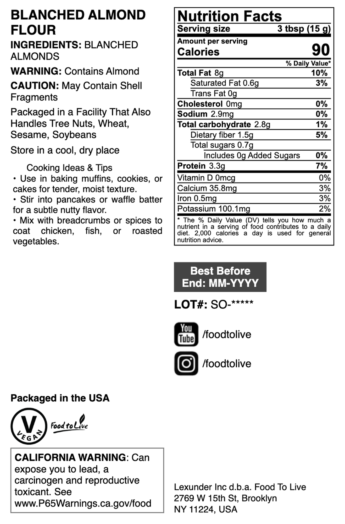 Blanched Almond Flour - by Food To Live