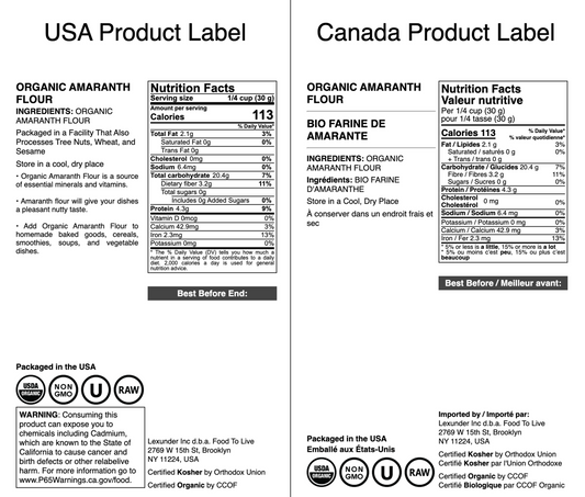 Organic Amaranth Flour - Non-GMO, Fine Ground from Whole Grains, Vegan Meal, Kosher, Bulk Powder, High in Dietary Fiber - by Food to Live