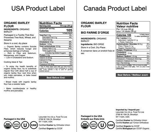 Organic Barley Flour - by Food To Live