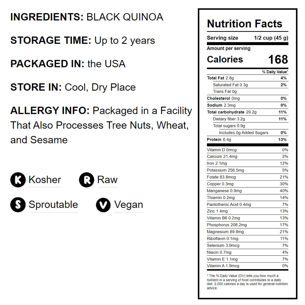 Black Quinoa – Whole Grain, Raw, Vegan, Sirtfood, Bulk. Easy to Cook. Good Source of Fiber, Plant-Based Protein. Perfect for Salads, Soups, Stews. Great Alternative to Rice